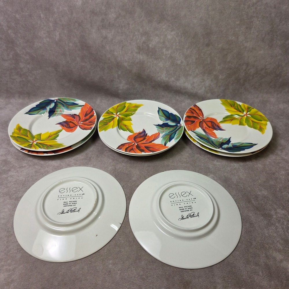 Essex Fine China Fall Foliage Gerald Patrick Bread Butter Plates Set of 8 Japan